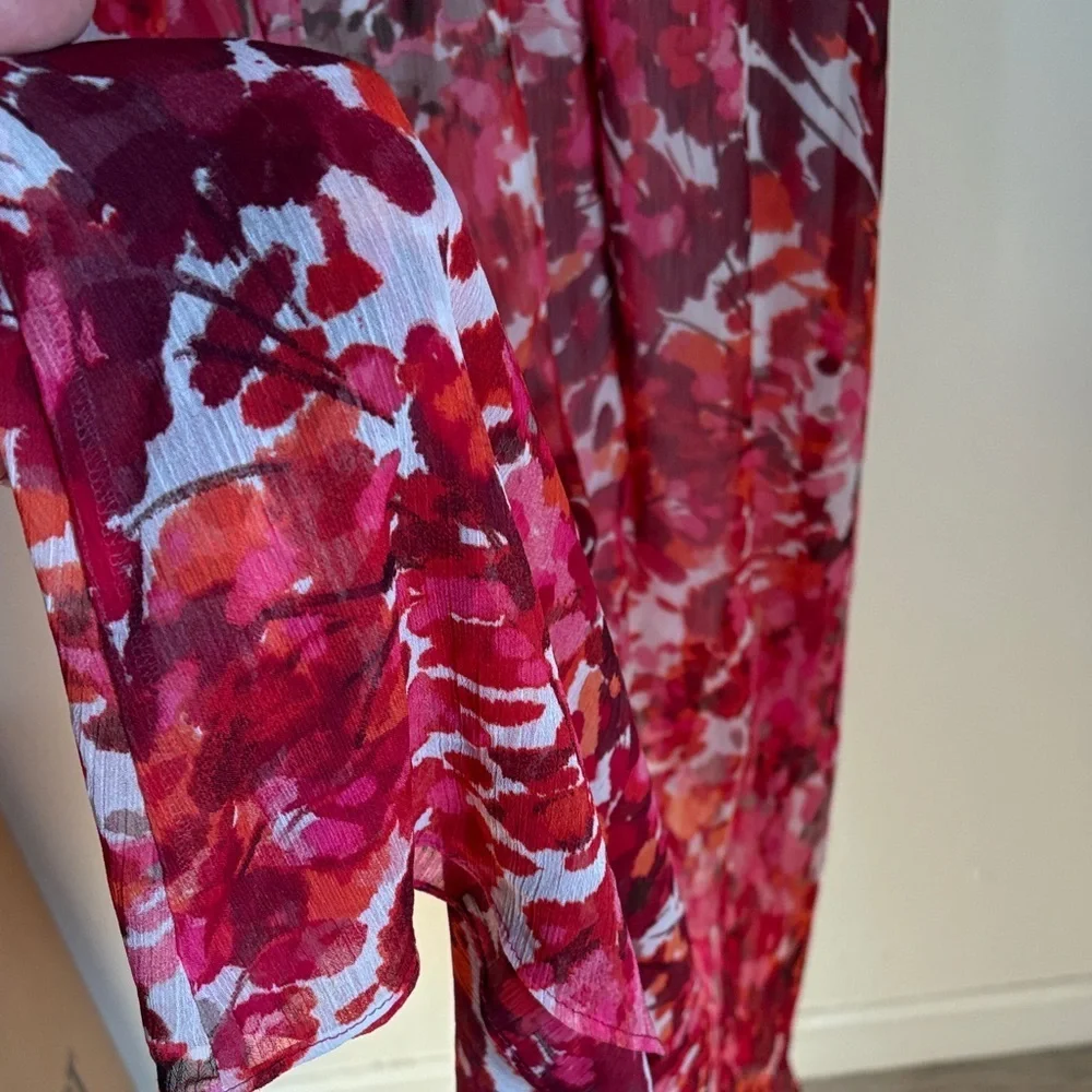 Maggy London Vibrant Red Floral Maxi Dress